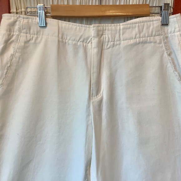 Leo & Sage Womens White Cotton Ankle Pants Wide Leg Fringe Pockets Size 8 NWT - Picture 2 of 8